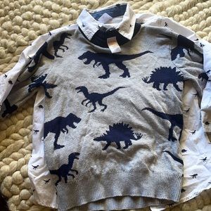 Gymboree dinosaur sweater and button down shirt